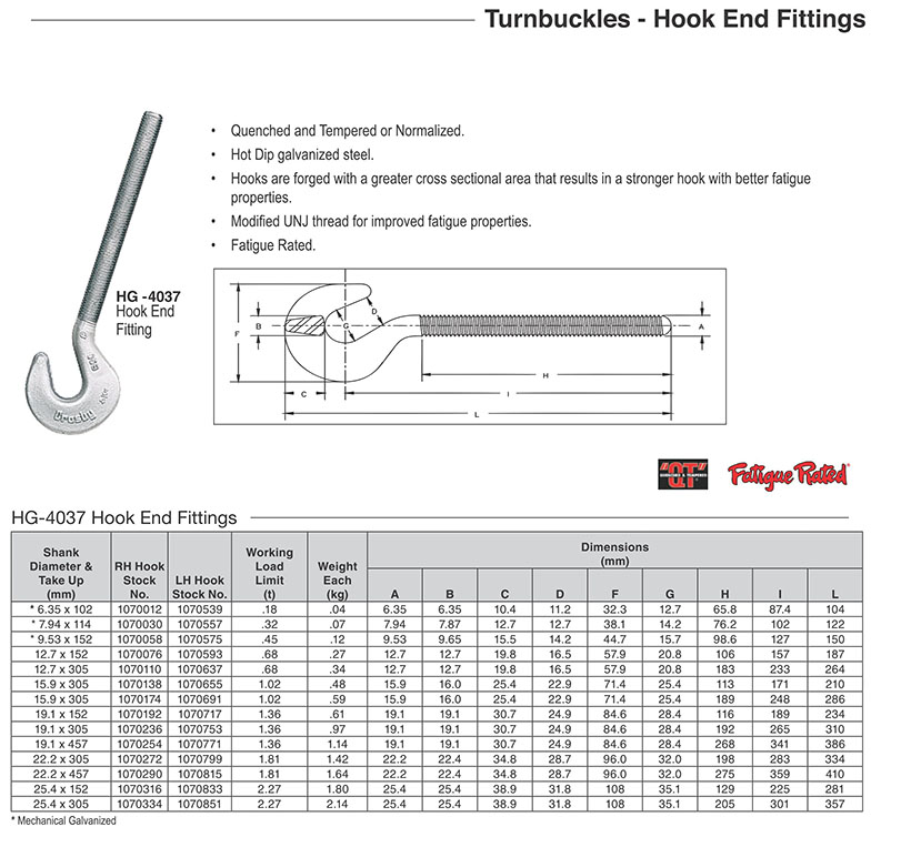 Crosby螺旋扣之单头吊钩型HG4037 Crosby中国网站美国原厂Crosby卸扣，吊钩，吊环，滑车等索具产品 杭州卡尔施达进出口有限公司